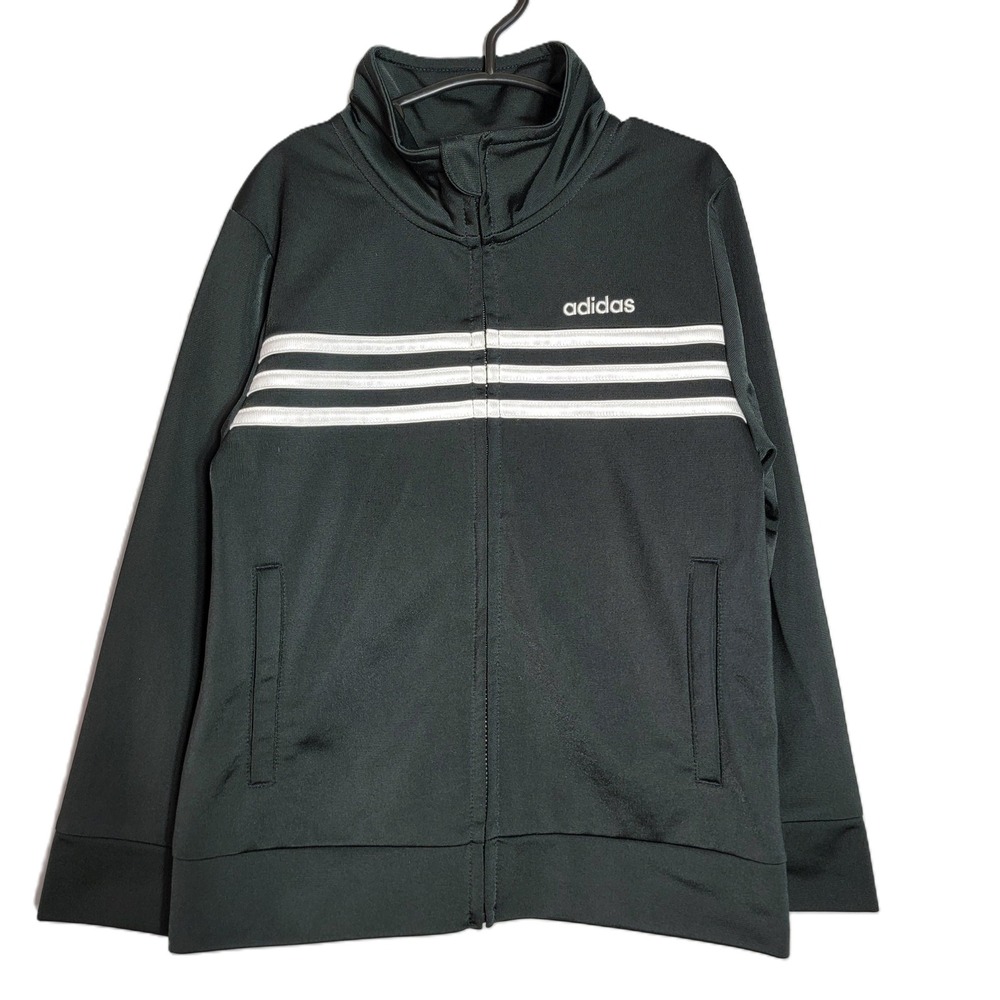 Adidas Kids Track Jacket Black White 3-Stripes Full Zip Mock‎ Neck Boys Size 5